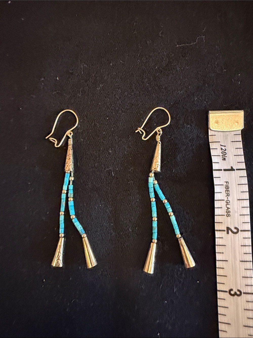 Turquoise Beaded Dangle Earrings with Gold Accents